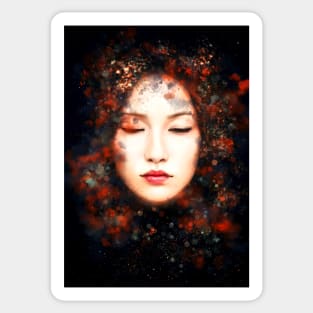 Dreamy portrait of a sleeping beauty Sticker